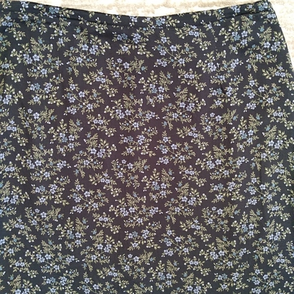 L.L. Bean Floral Lined Women's A-Line Skirt Plus 14P Black Blue - Picture 11 of 14